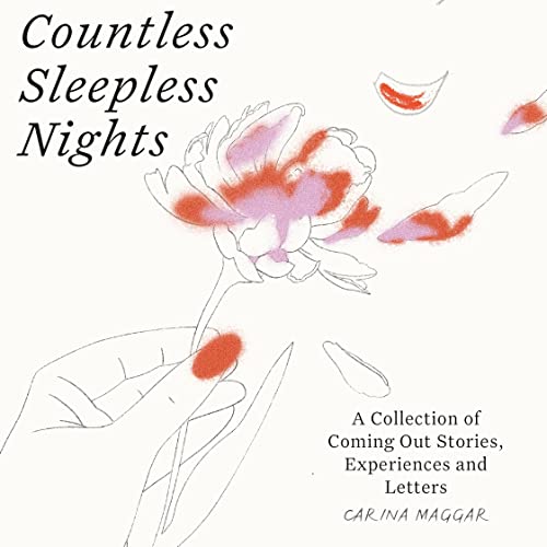 Book cover for Countless Sleepless Nights showing a hand with red nail polish holding a flower as the petals blow away.
